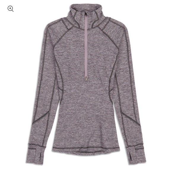 Lululemon Race Your Pace 1/2 Zip Hyper Stripe Mauvelous Heathered Black Size 8 - Picture 1 of 8